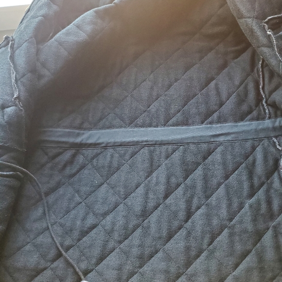 Ralph Lauren Women's Sz.Large Quilted Navy Parka Jacket hooded Mid length - Picture 10 of 11